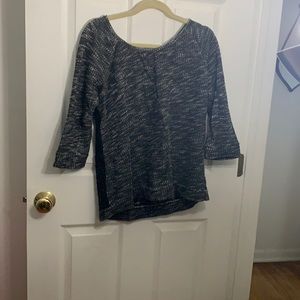 Large Express grey front and black lace back sweater